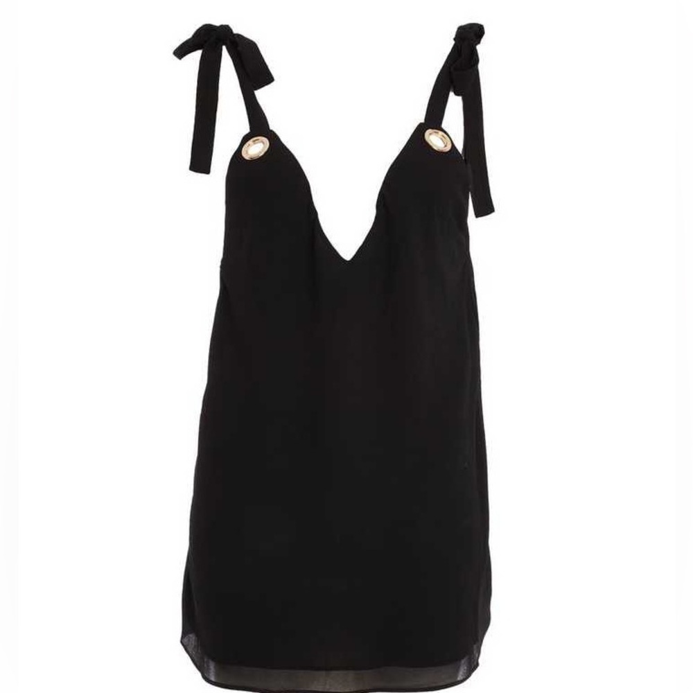 QUIZ Black Eyelet Tie Strap Cami - Picture 2 of 2
